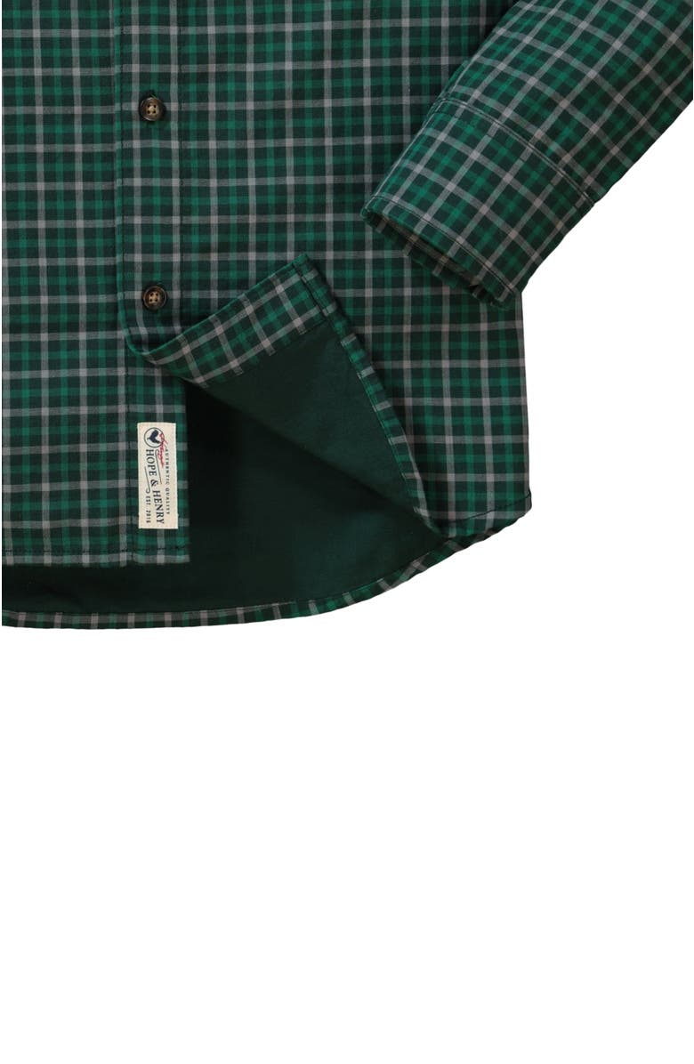Hope & Henry Men's Convertible Double Weave Button Down Shirt, Alternate, color, Green And Grey Check