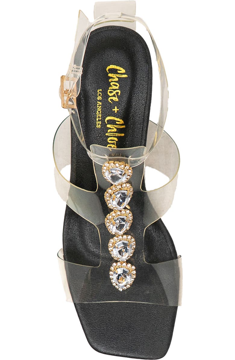 CHASE AND CHLOE Levine Rhinestone Embellished Clear Strap Sandal, Alternate, color,