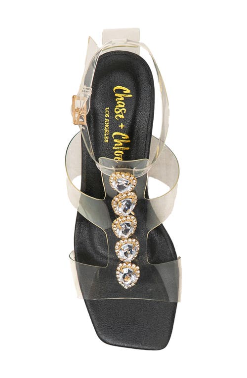 Chase & Chloe Chase And Chloe Levine Rhinestone Embellished Clear Strap Sandal