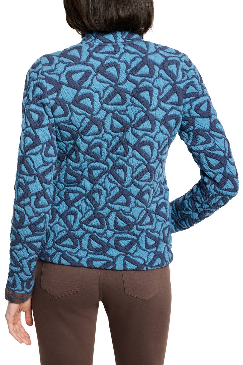 Quilted Faux Leather Trim Jacket, Alternate, color, BLUE MULTI