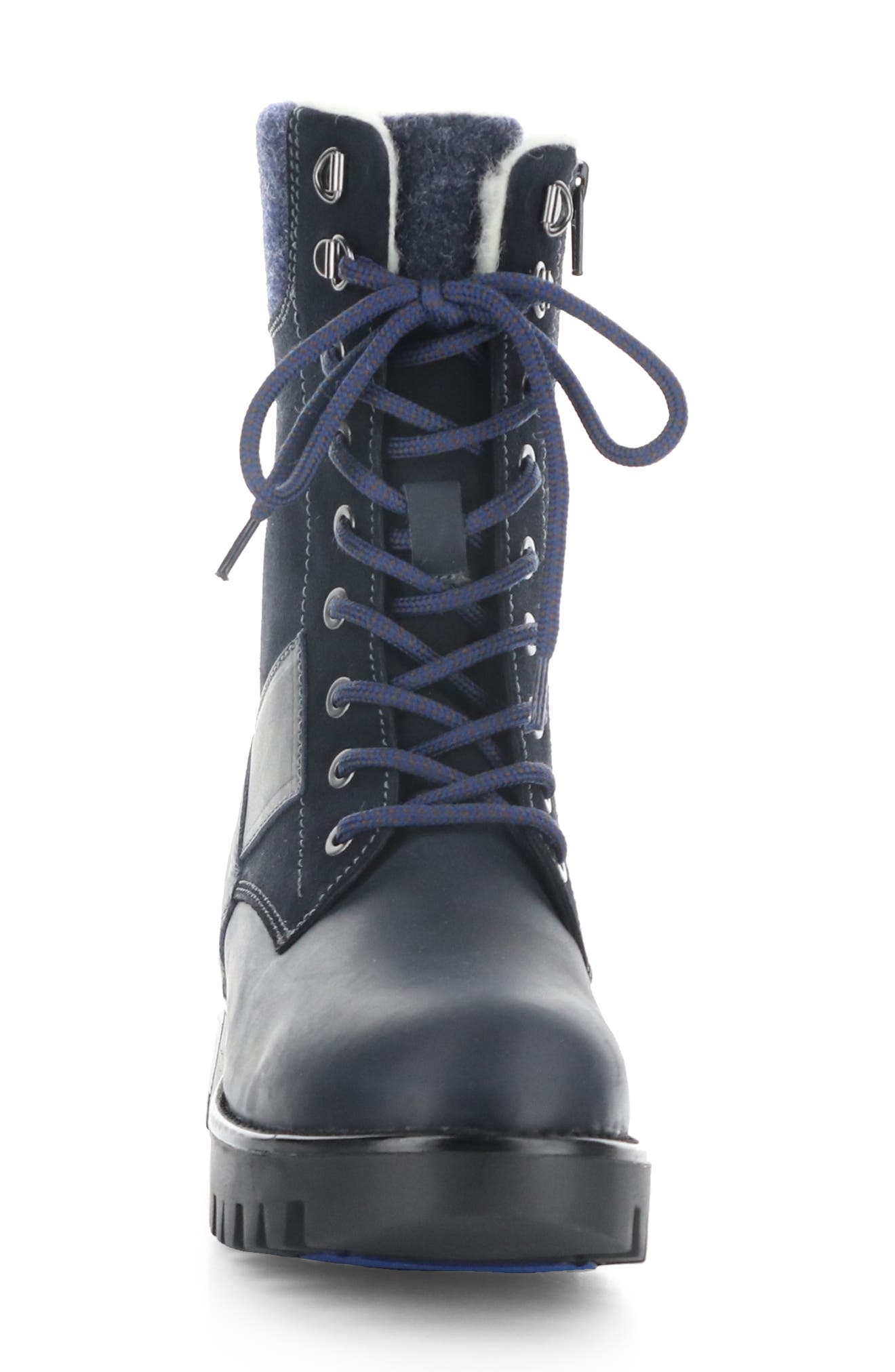 Genus Prima Waterproof Platform Bootie, Alternate, color, NAVY SADDLE/SUEDE/TW