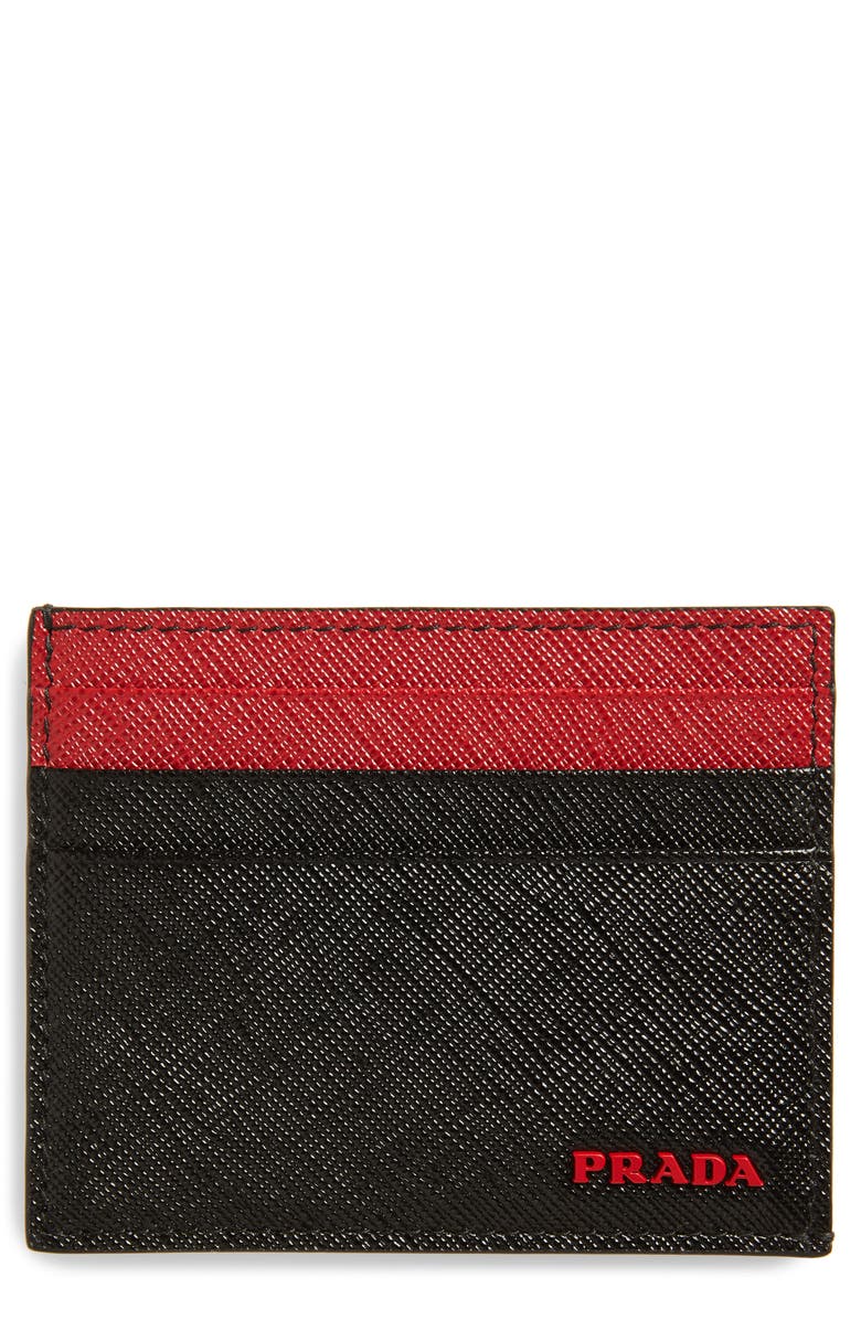 Prada Saffiano Leather Card Case, Main, color, 