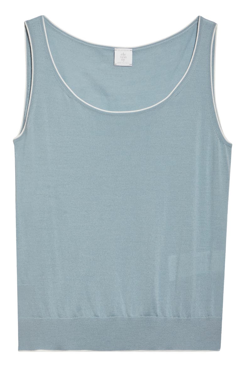 Tipped Merino Wool Sweater Tank, Alternate, color, AQUA AND WHITE