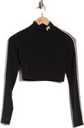 Palm Angels Mock Neck Long Sleeve Crop Top