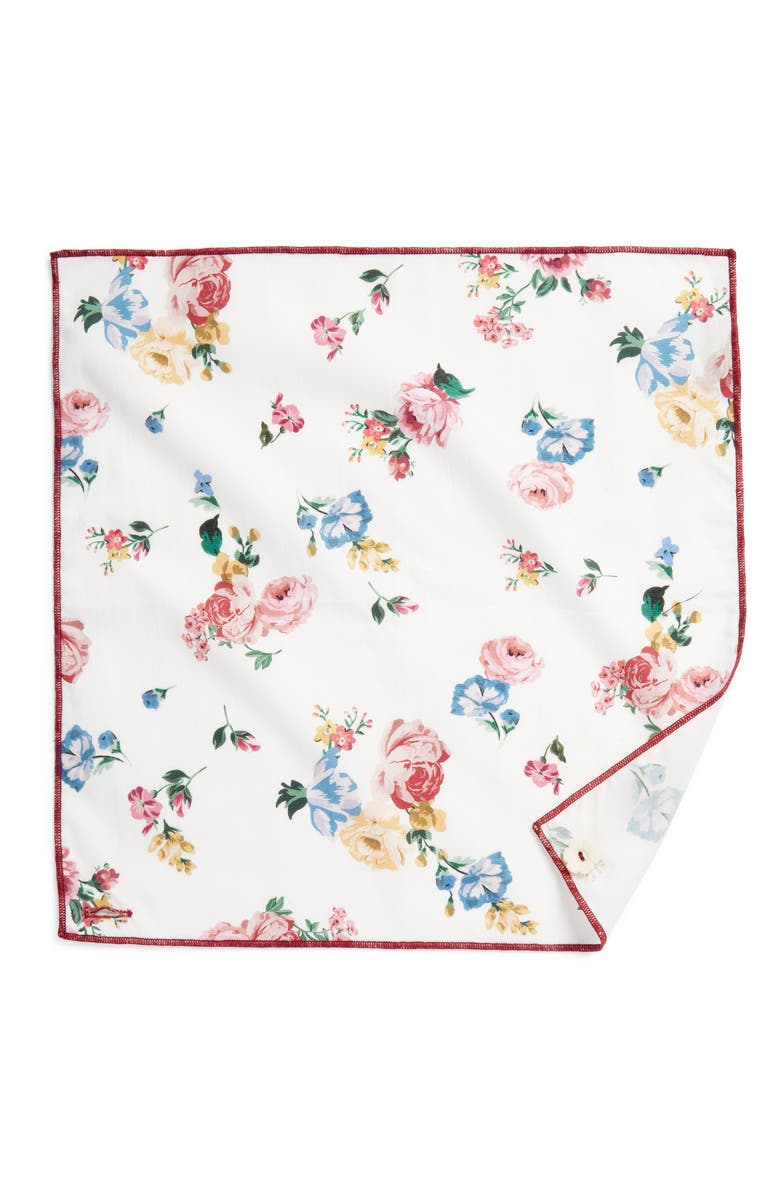 CLIFTON WILSON Floral Print Cotton Pocket Square, Alternate, color, 