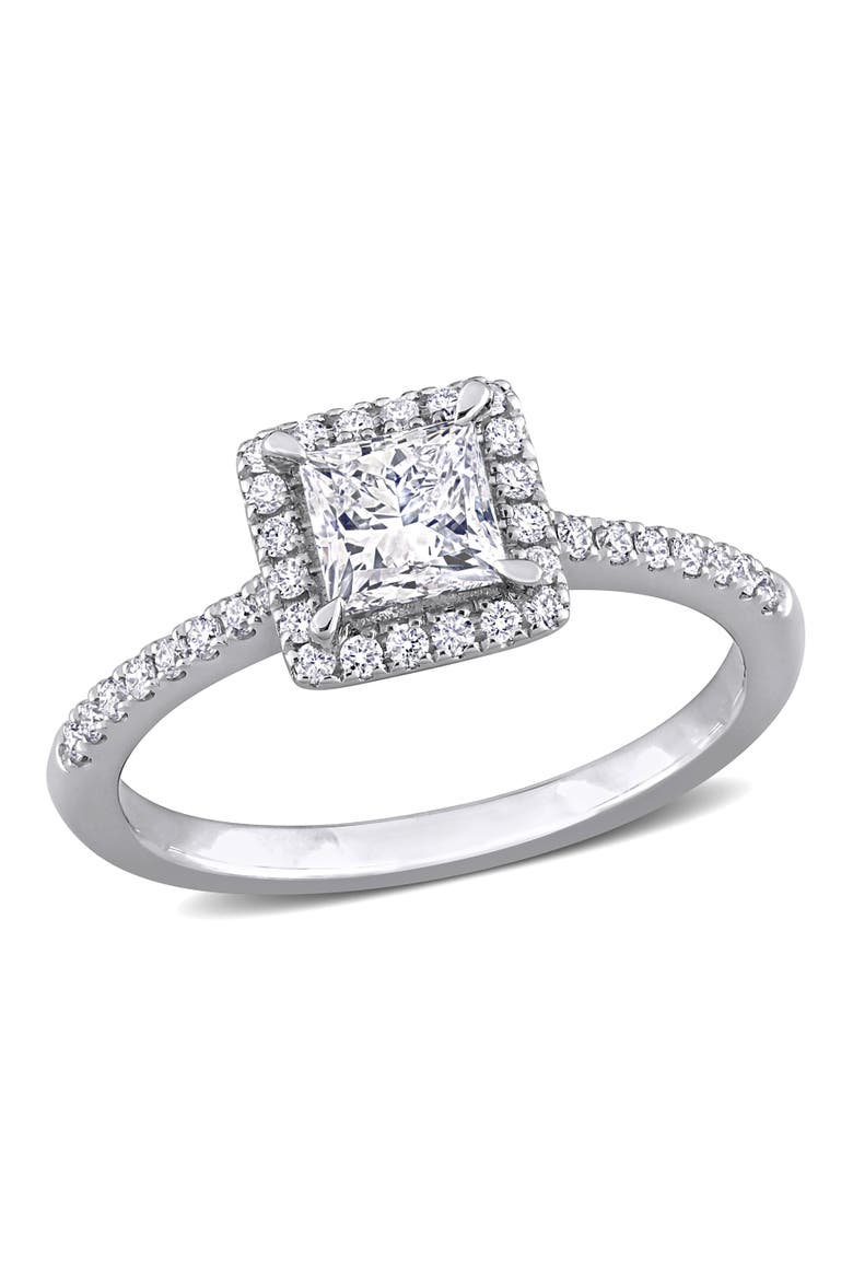 Lab Grown Diamond Princess Halo Ring 14k, Main, color, White Gold