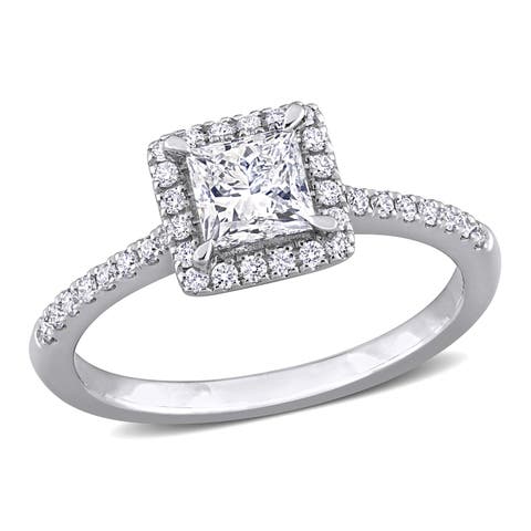 Lab Grown Diamond Princess Halo Ring 14k