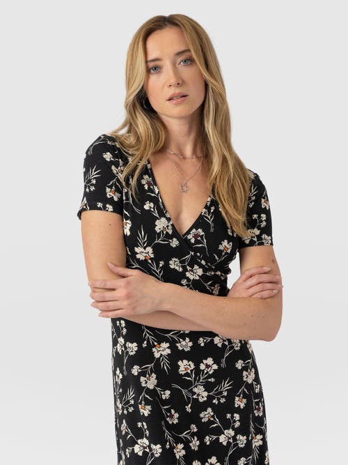 Shop Saint + Sofia Maggie Wrap Short Sleeve Midi Dress