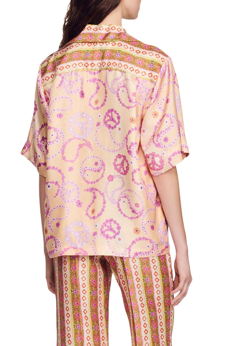 SANDRO Kimi Silk Blouse, Alternate, color, Peach
