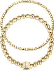 Adornia Set of 2 Gold Plated Stretch Bracelets