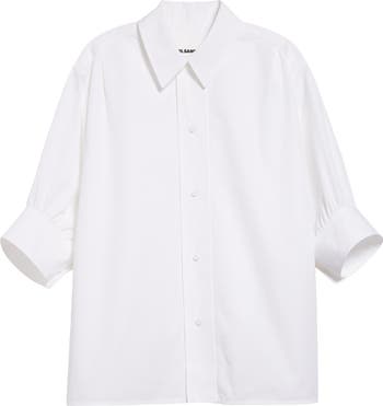 Jil Sander Short Sleeve Cotton Poplin Button-Up Shirt