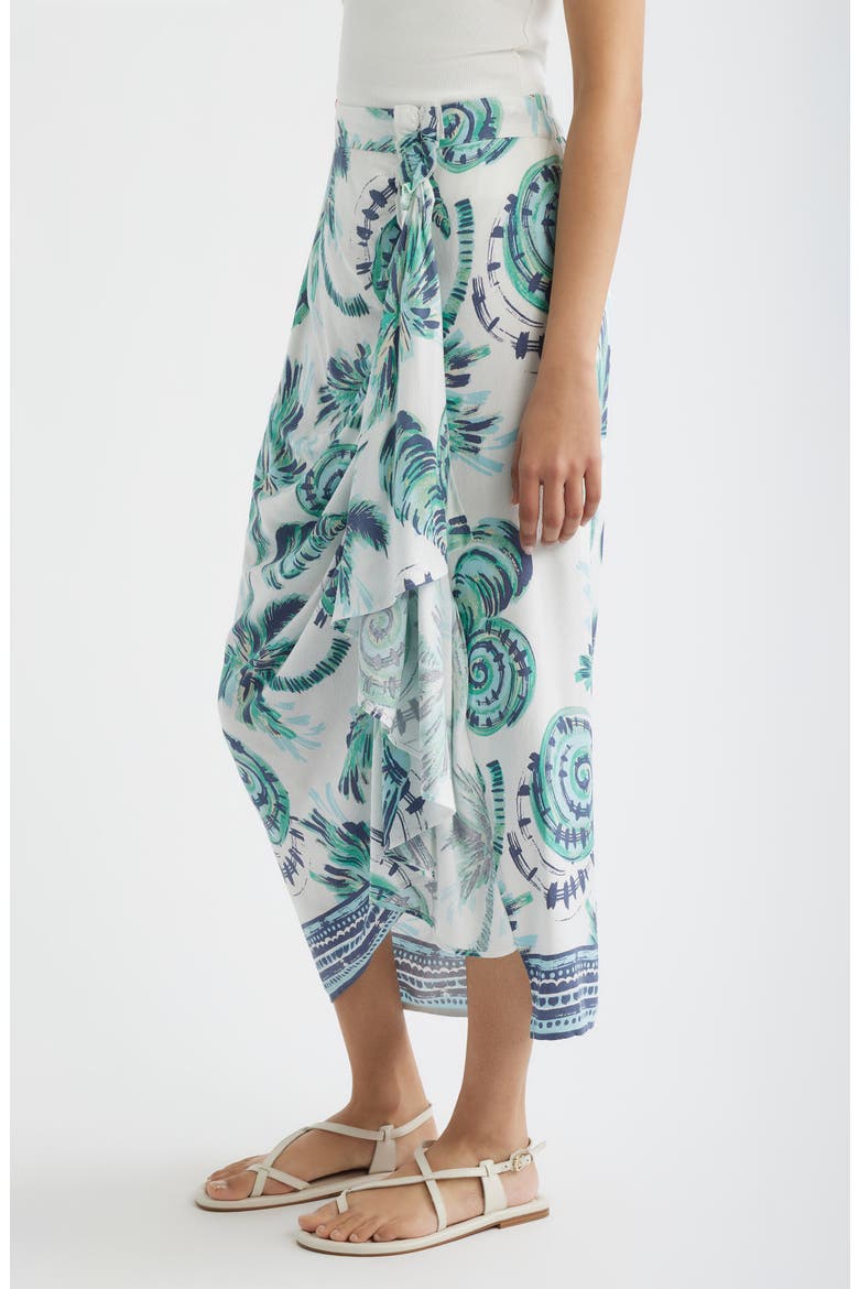 Faux Wrap Midi Skirt, Alternate, color, CREAM