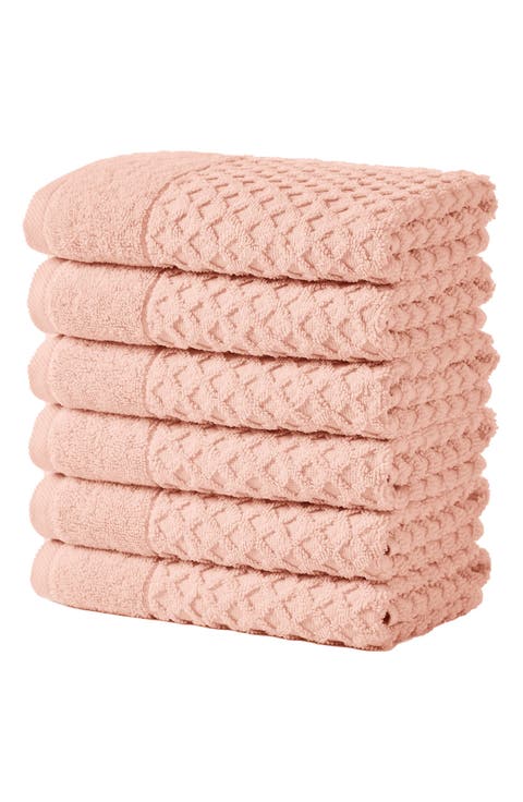 Diamond Waffle Texture 6-Pack Hand Towel Set