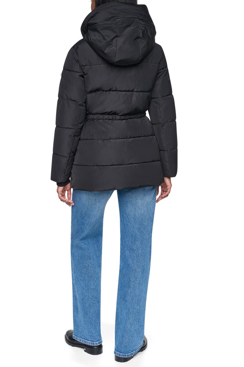 Water Resistant Hooded Puffer Jacket, Alternate, color, BLACK