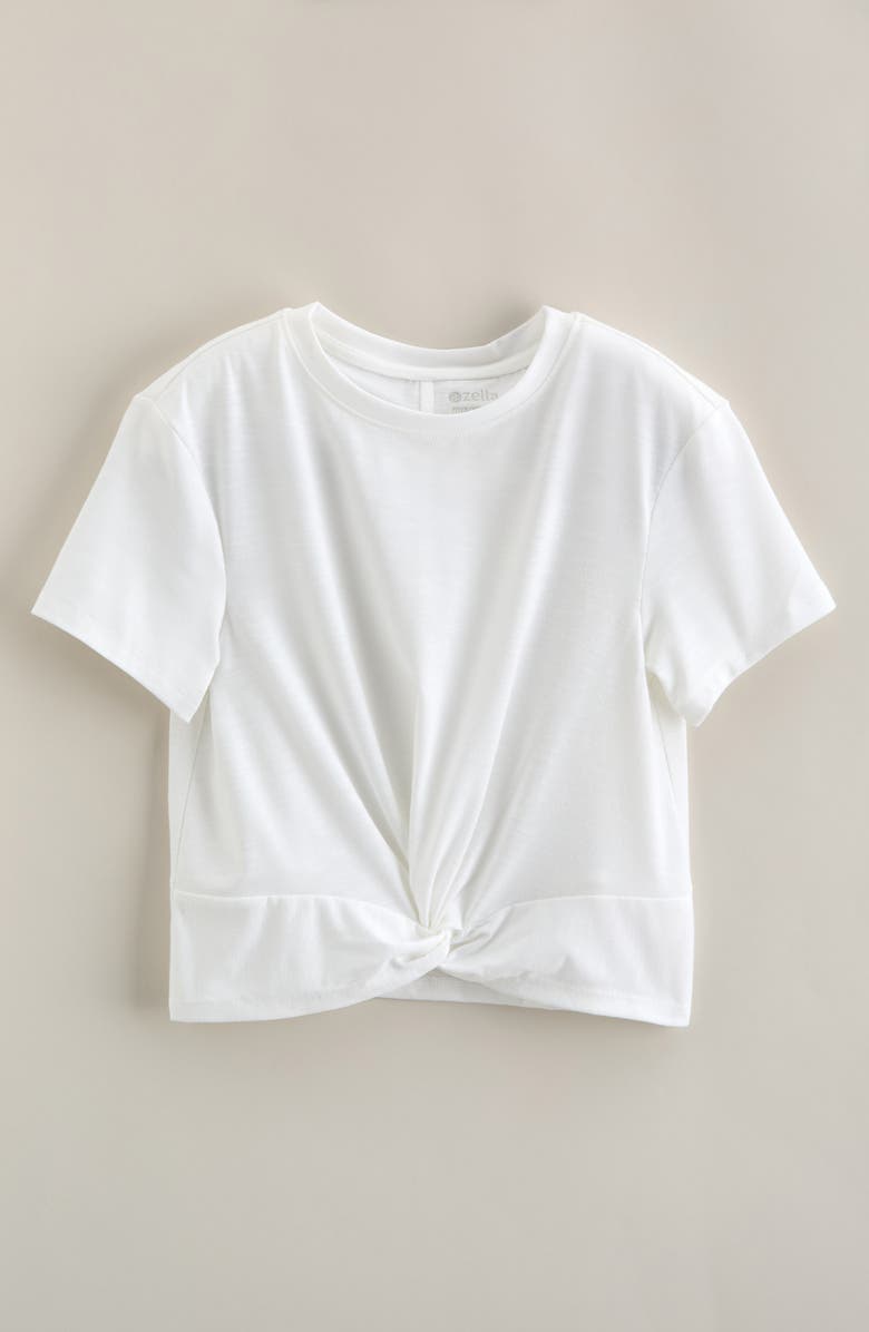 Zella Girl Kids' Twist Front T-Shirt, Main, color, White