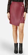 Yumi Faux Leather Wrap Mini Skirt