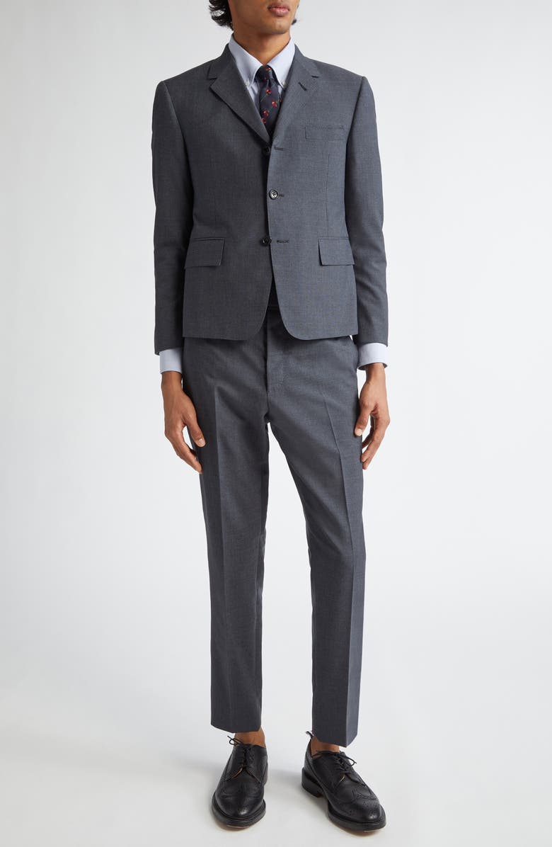 Thom Browne High Break Classic Fit Wool Blend Sport Coat, Alternate, color, Dark Grey