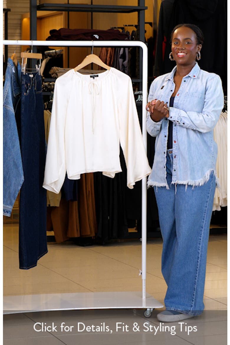 Tie Neck Wide Sleeve Satin Top video