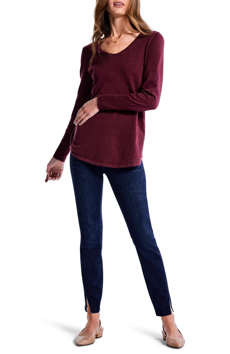 NIC+ZOE Vital V-Neck Sweater, Alternate, color, Port