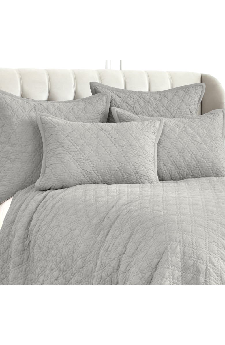 ELISABETH YORK Emory 100% Cotton King Pillow Sham 20" x 36", Alternate, color, Grey