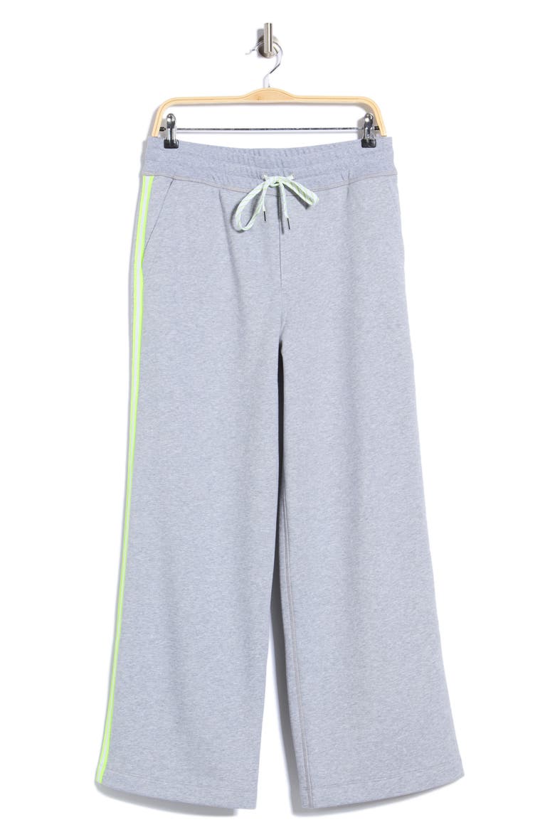 Side Stripe French Terry Relaxed Straight Leg Pants, Alternate, color, MELANGE GREY