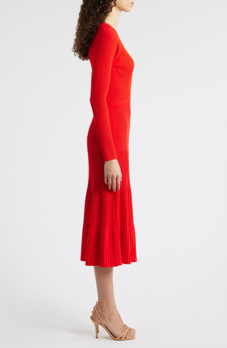 Elie Tahari The Delaney Long Sleeve Rib Sweater Dress, Alternate, color, Red Bliss