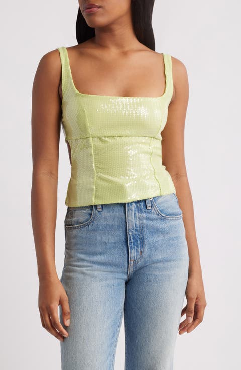 Sequin Cutout Corset Tank
