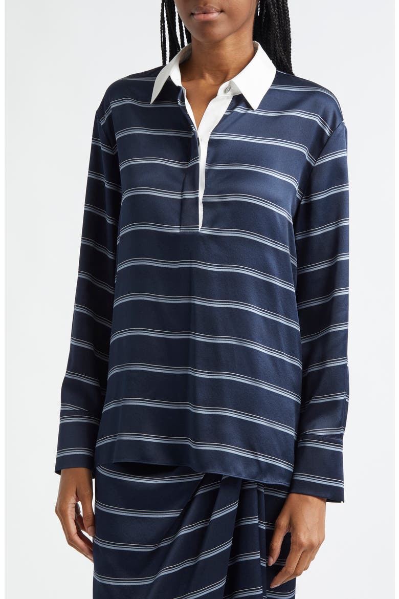Stripe Silk Rugby Shirt, Alternate, color, COASTAL/SLATE