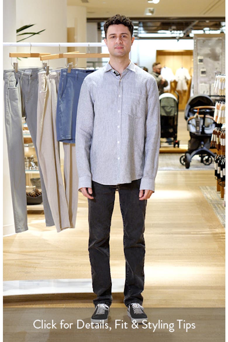 Stripe Long Sleeve Linen Woven Button-Up Shirt video