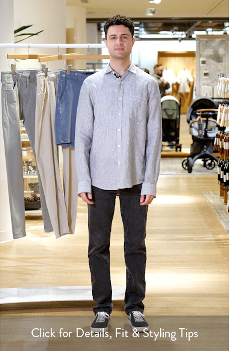 Stripe Long Sleeve Linen Woven Button-Up Shirt, sales video thumbnail