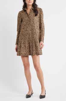 Caslon® Paper Long Sleeve Cotton Poplin Shirtdress