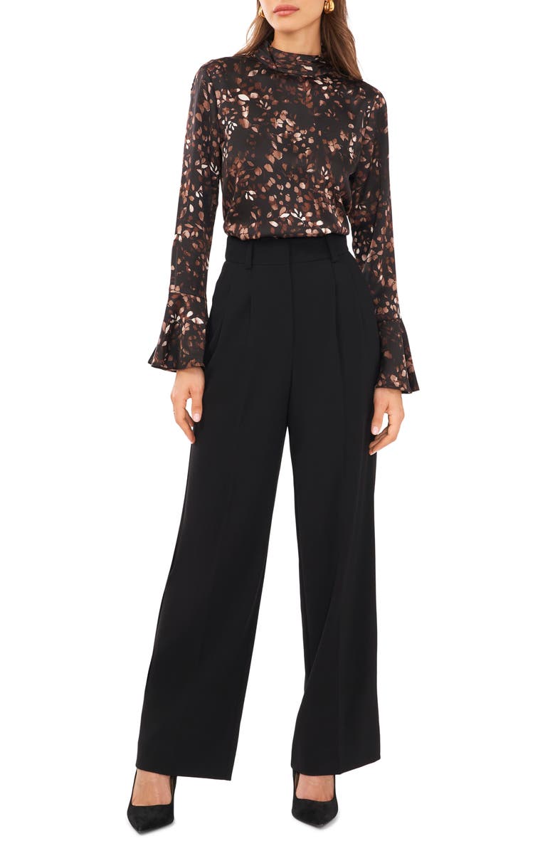 Halogen<sup>®</sup> Floral Bell Cuff Mock Neck Blouse, Alternate, color, 