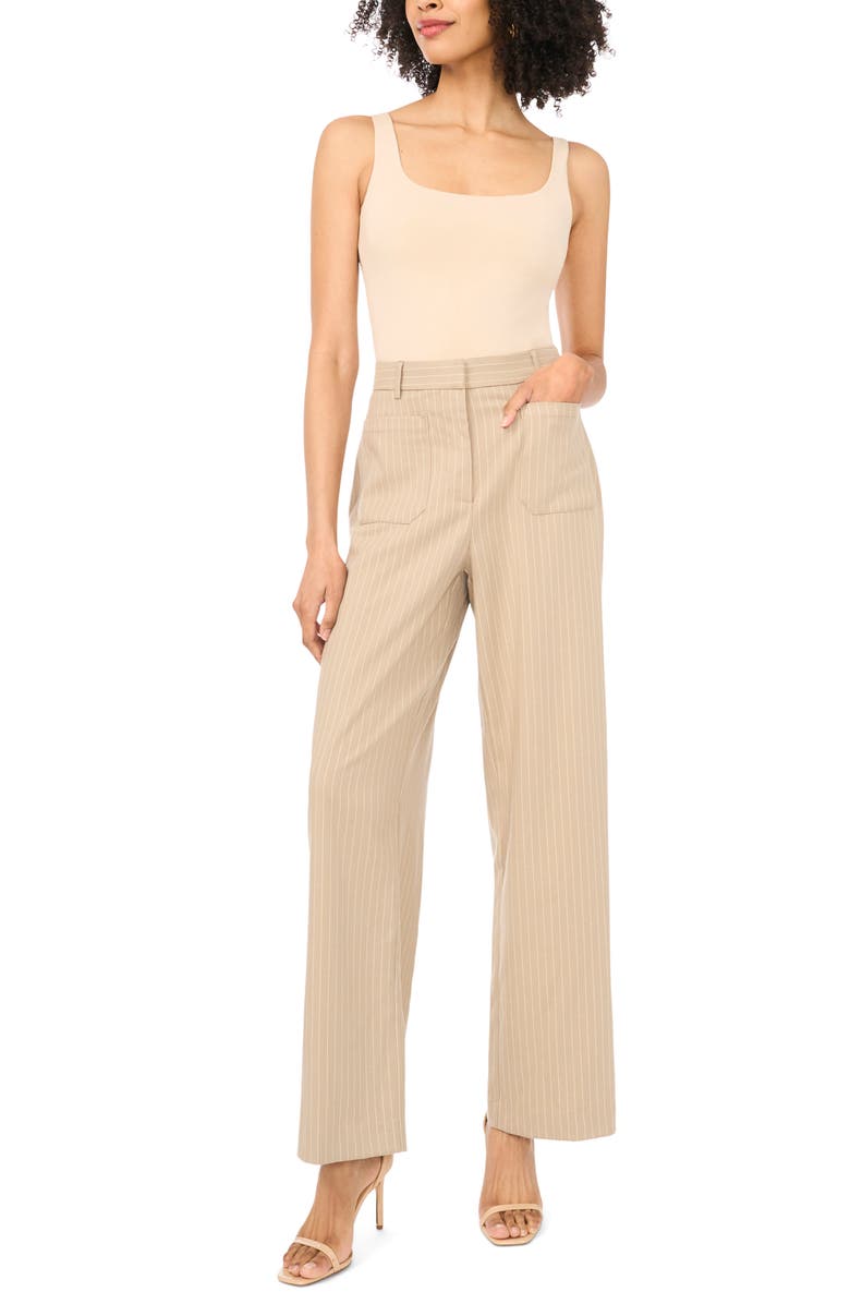 Vince Camuto Pinstripe Woven Pants, Alternate, color, Toffee