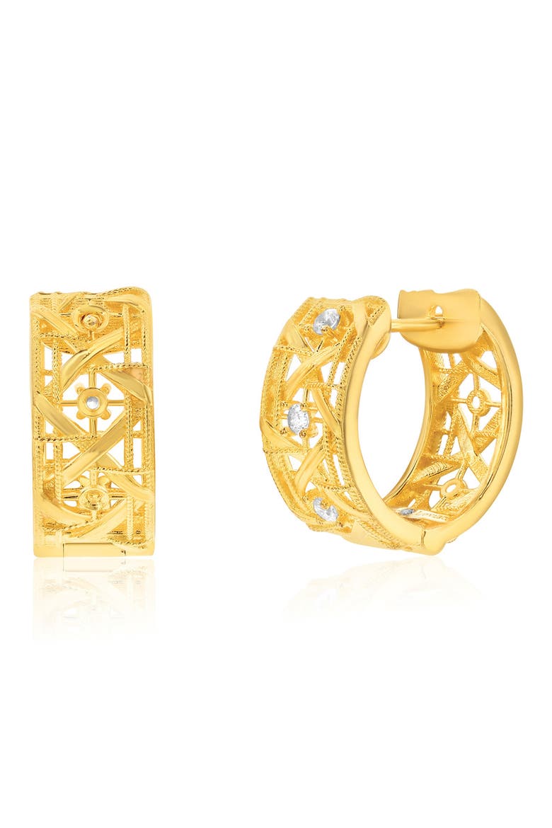 Golden Helix Cutout Huggie Hoops, Alternate, color, YELLOW