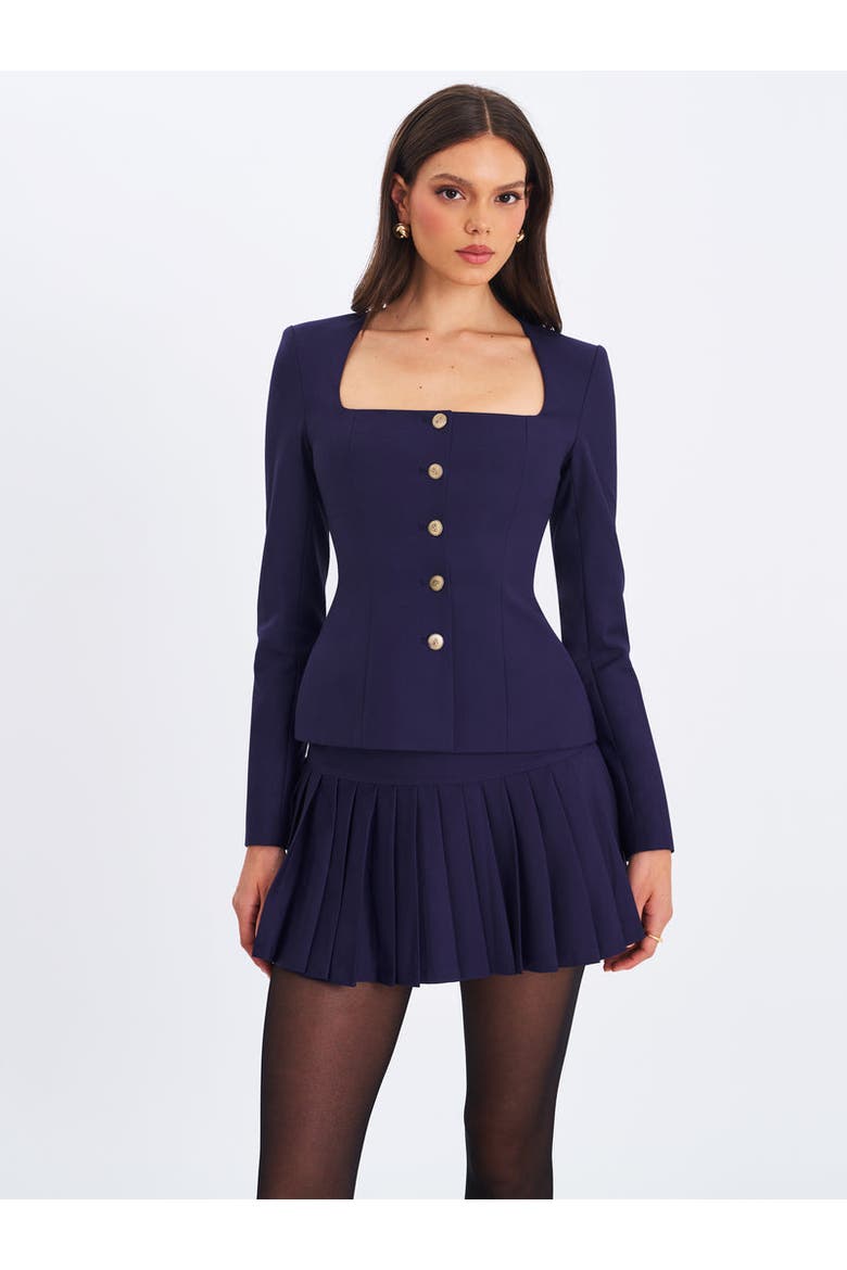 Skylar Pleated A-Line Mini Skirt, Alternate, color, Indigo