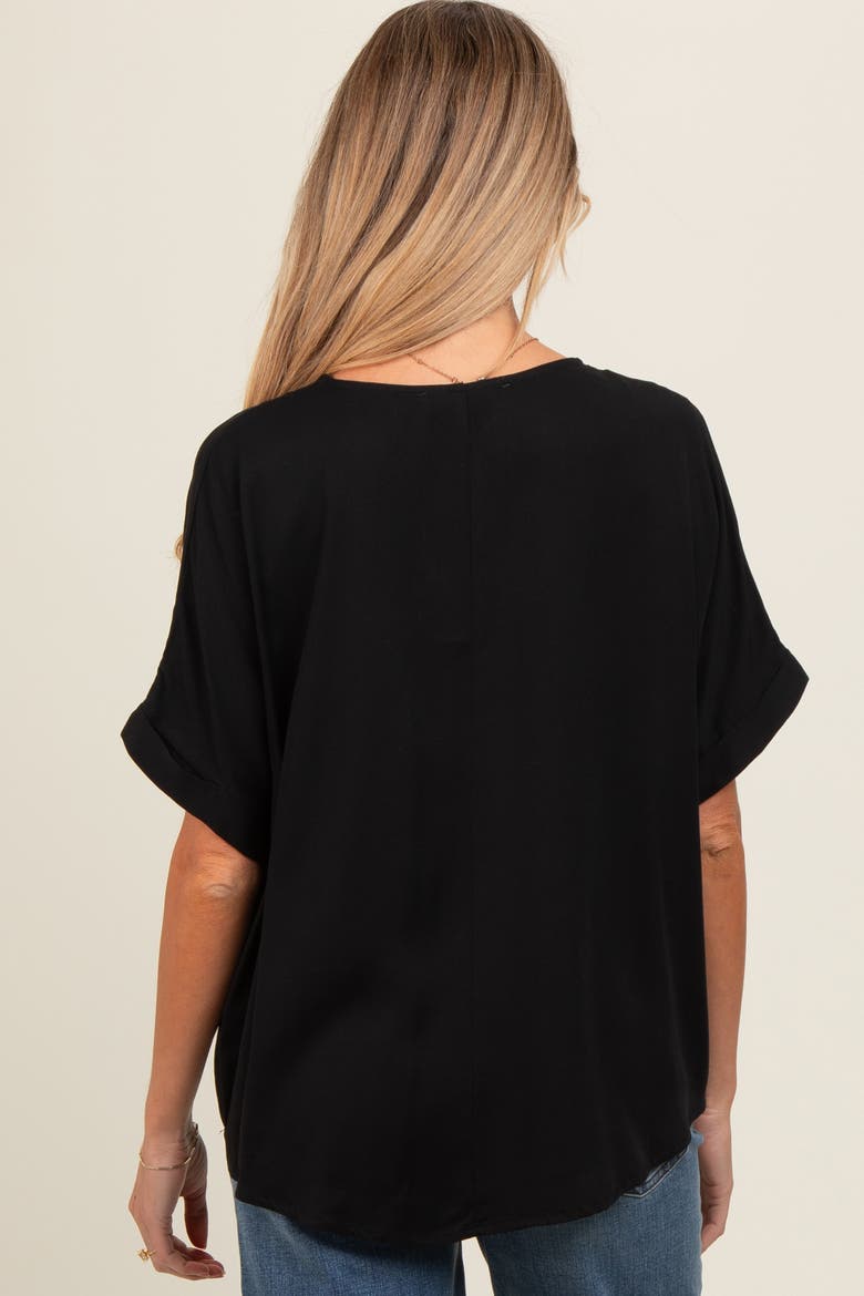 V-Neck Pin-Tuck Detail Top, Alternate, color, Black