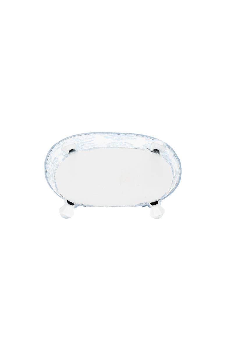 Embossed Blue Floral Metal Planter Bathtub Soap Dish Holder 3.74" x 6.1", Alternate, color, Blue
