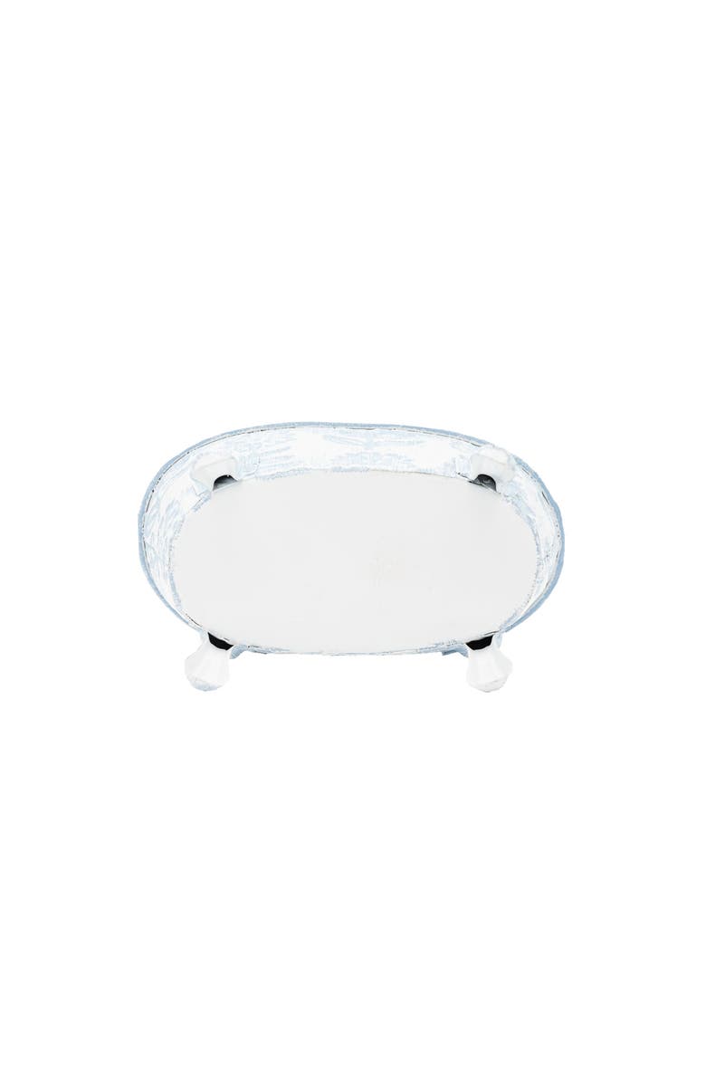 Foreside Home and Garden Embossed Blue Floral Metal Planter Bathtub Soap Dish Holder 3.74" x 6.1", Alternate, color, Blue