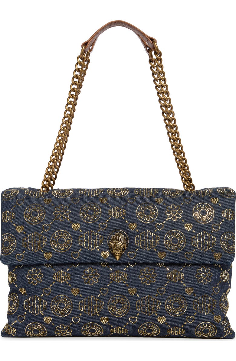 Kurt Geiger London XXL Battersea Denim Shoulder Bag, Main, color, Navy