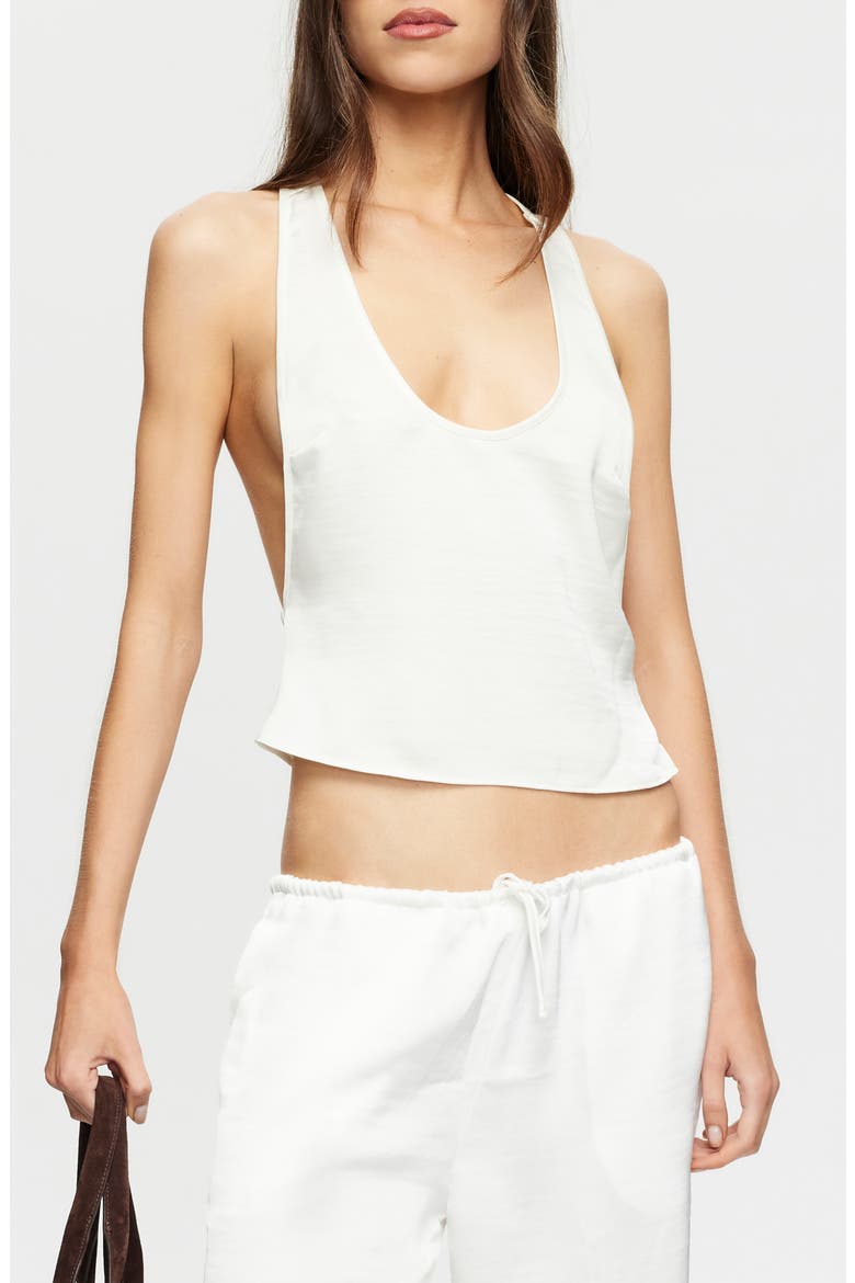 Bare Crop Satin Tank, Main, color, PORCELAIN