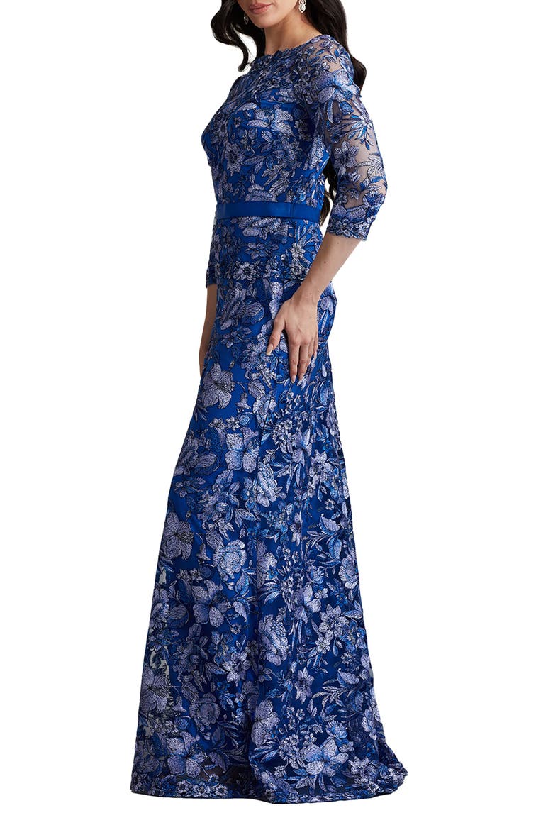 Floral Lace Emboidery Gown, Alternate, color, BLUE BELL