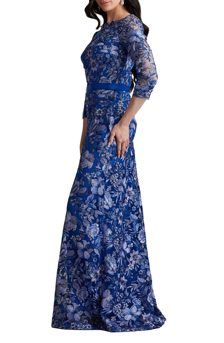 Tadashi Shoji Floral Lace Emboidery Gown, Alternate, color, 