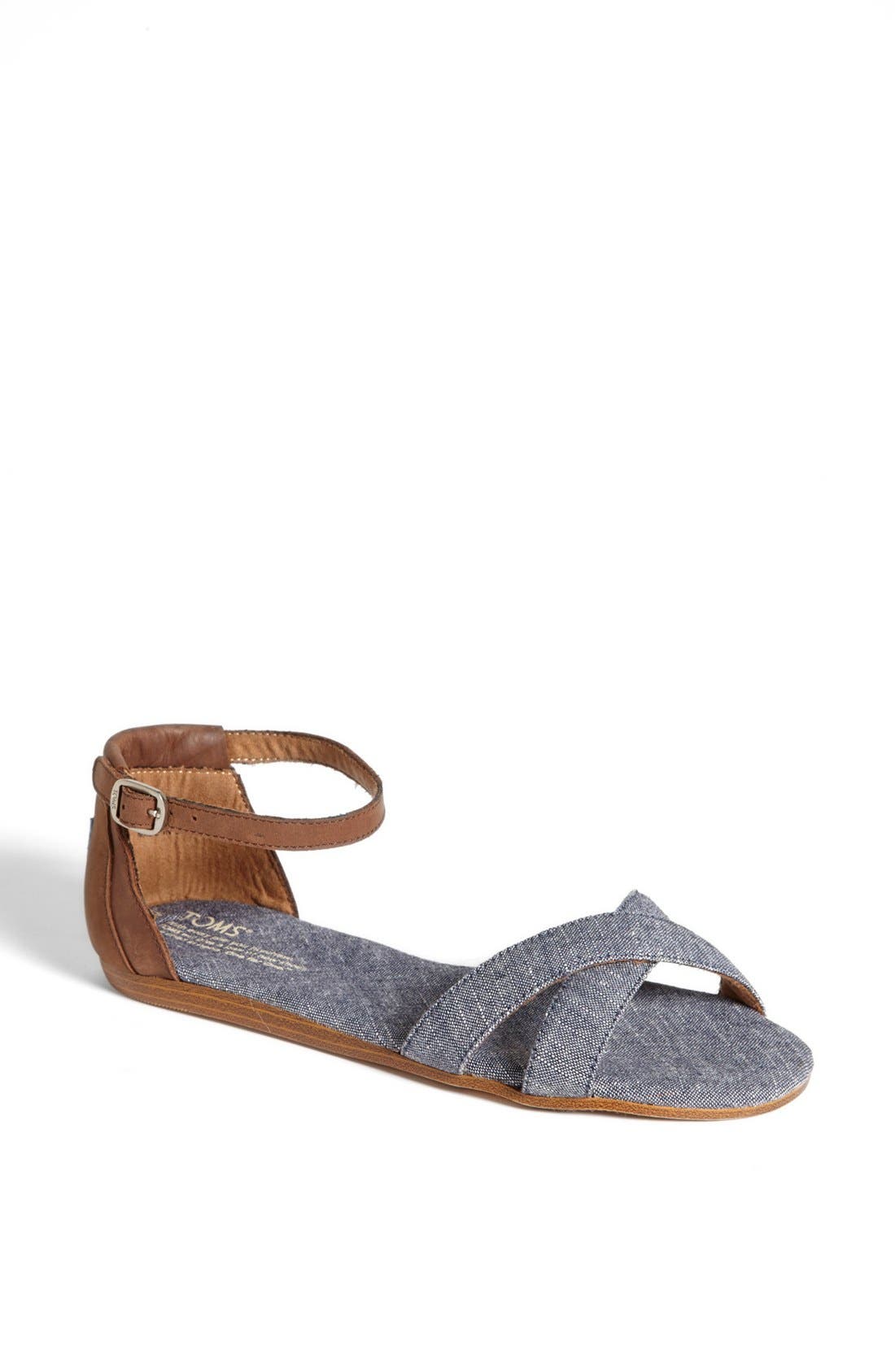 TOMS 'Correa' Ankle Strap Flat Sandal, Main, color, 