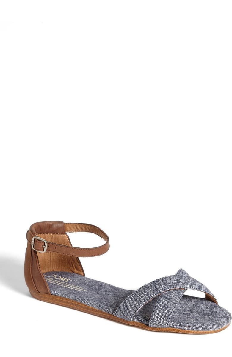 TOMS 'Correa' Ankle Strap Flat Sandal, Main, color,