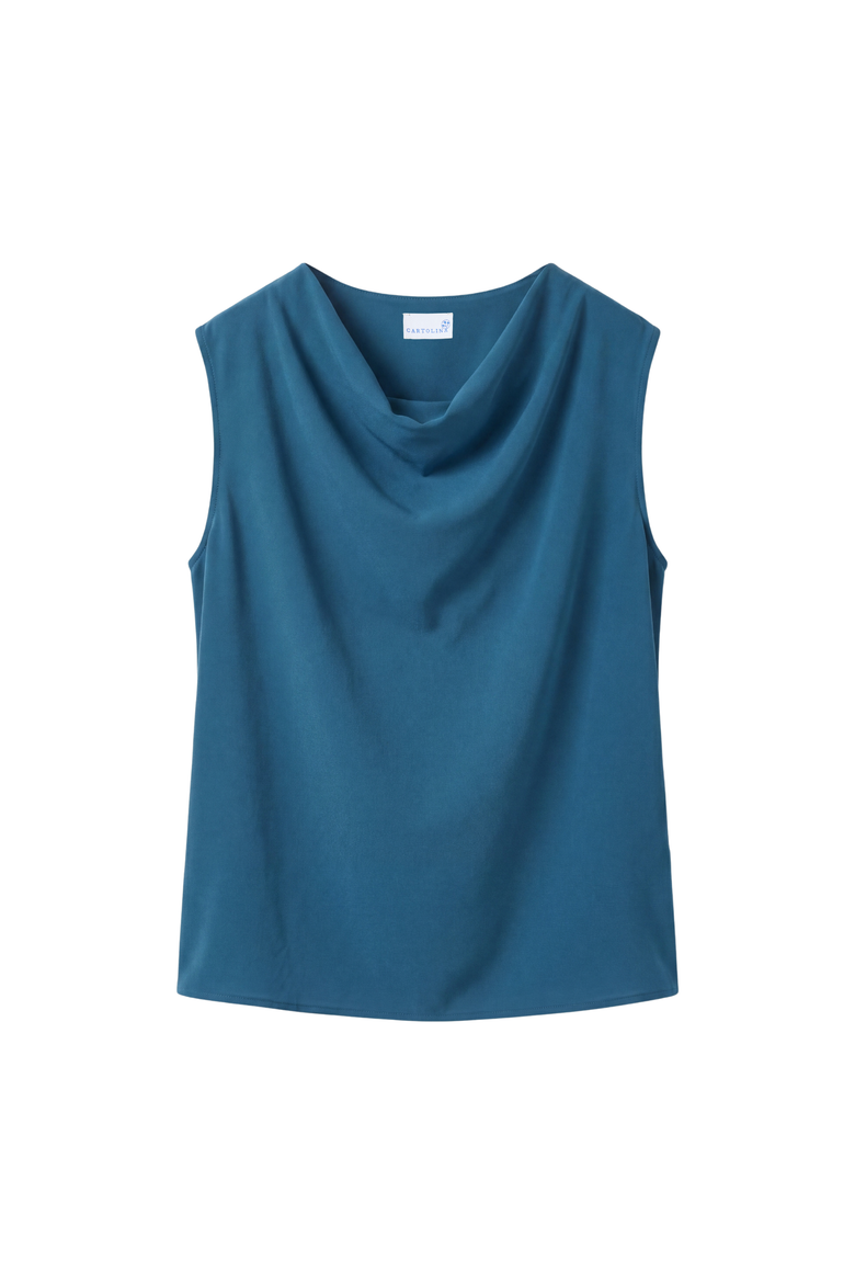 Roslyn Cowl Neck Crepe Tank, Main, color, Deep Teal
