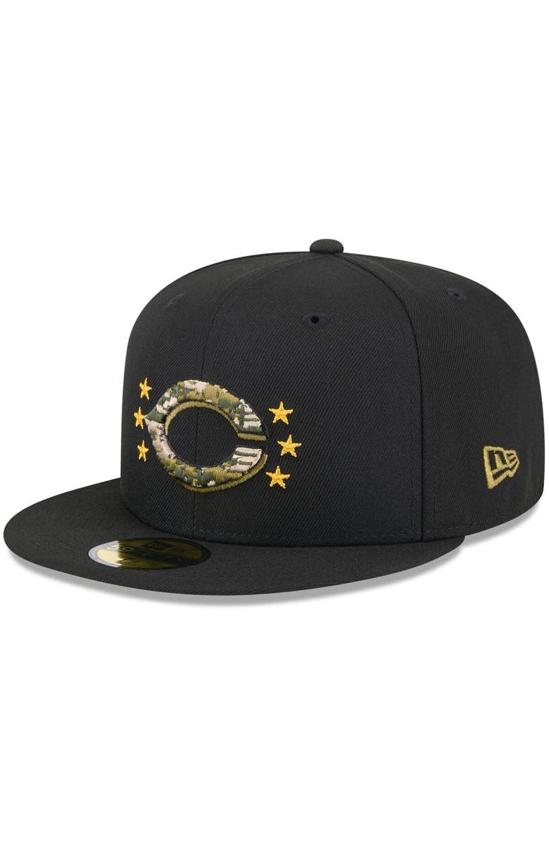 New Era Men's New Era  Black Cincinnati Reds 2024 Armed Forces Day On-Field 59FIFTY Fitted Hat, Alternate, color, Black