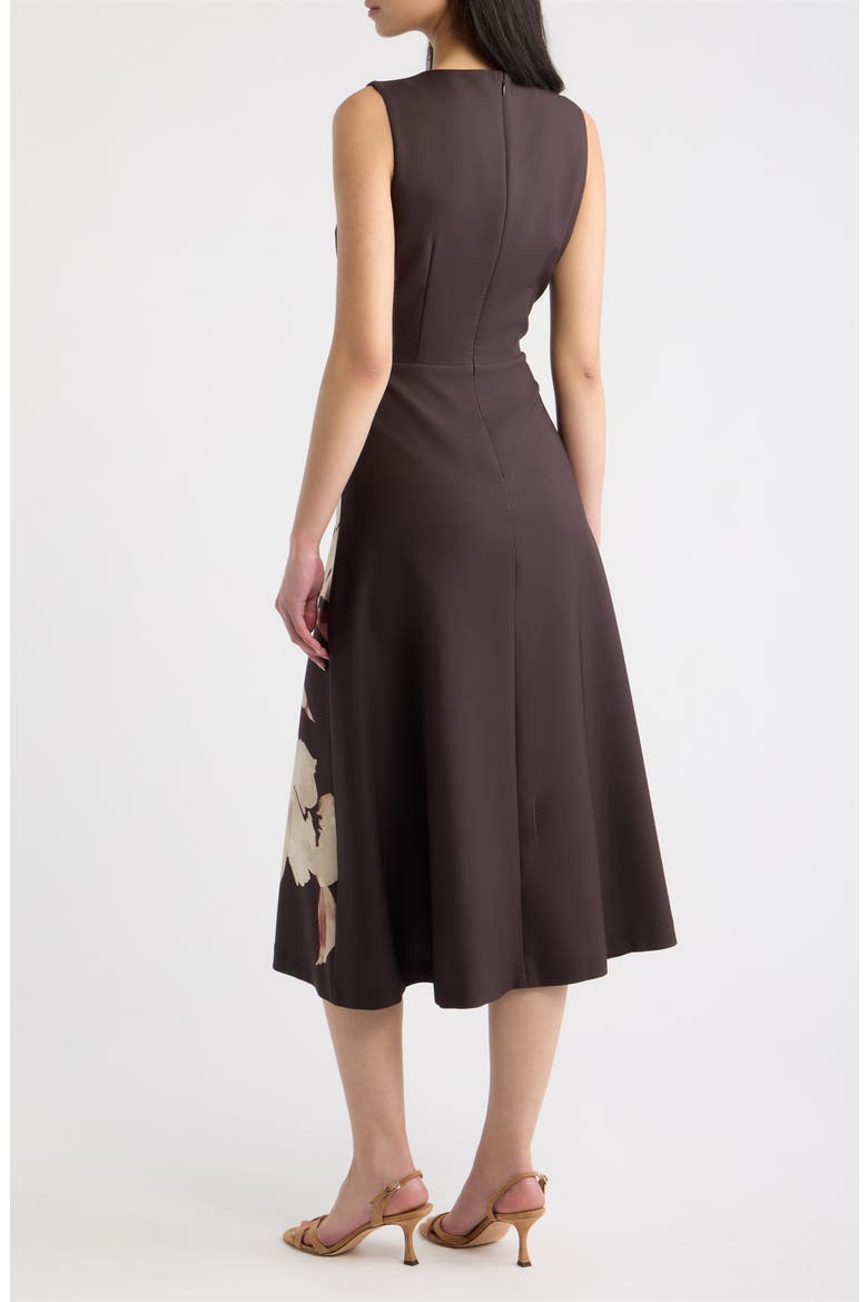 Floral Sleeveless A-Line Midi Dress, Alternate, color, DEEP MAHOGANY MULTI