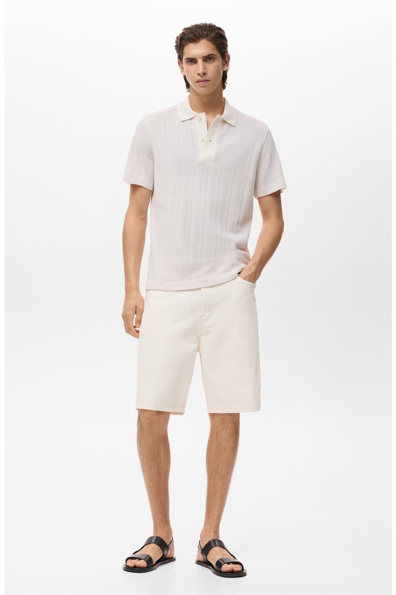 Regular Fit Openwork Polo, Alternate, color, OFF WHITE