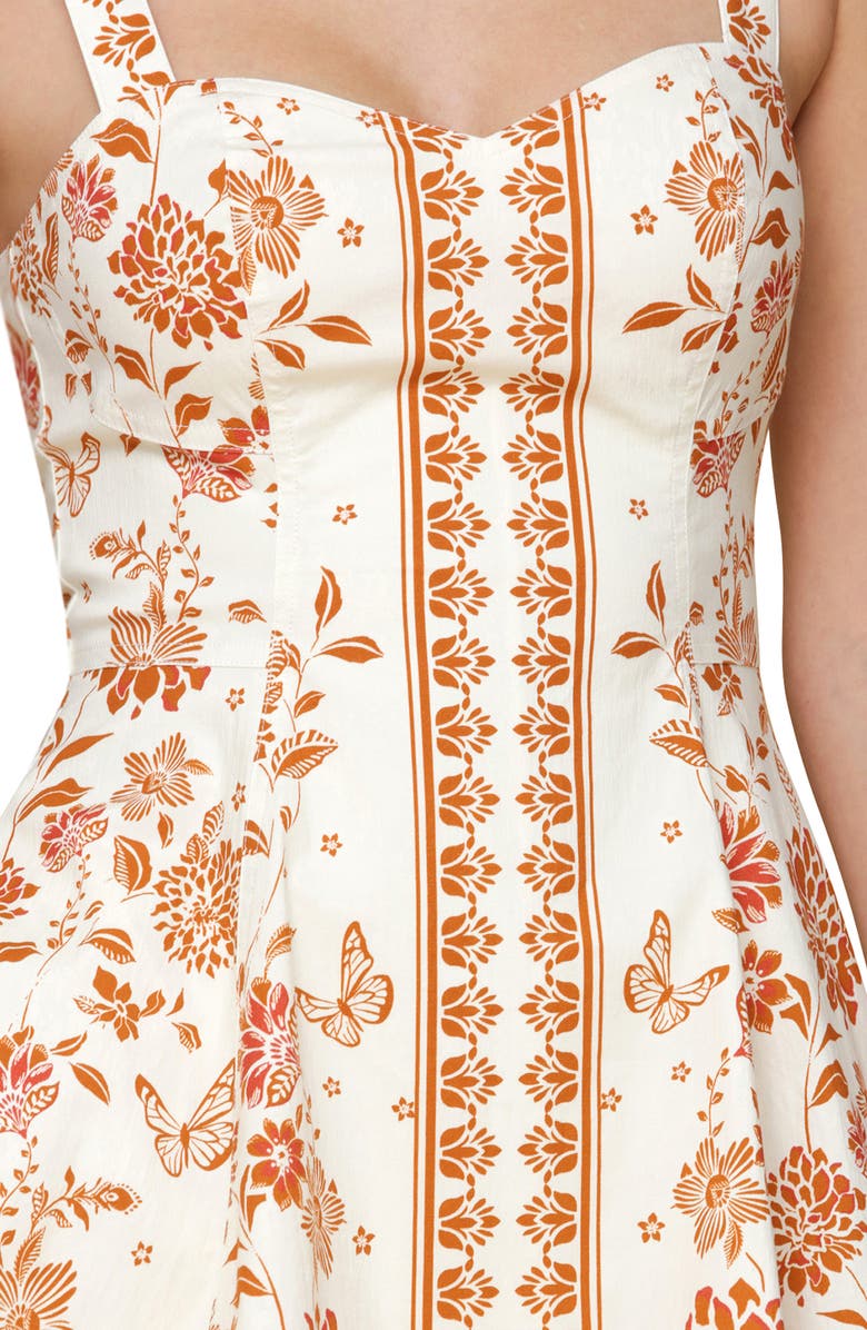 Avec Les Filles Sweetheart Fit & Flare Minidress, Alternate, color, Butterfly Screen Neutral