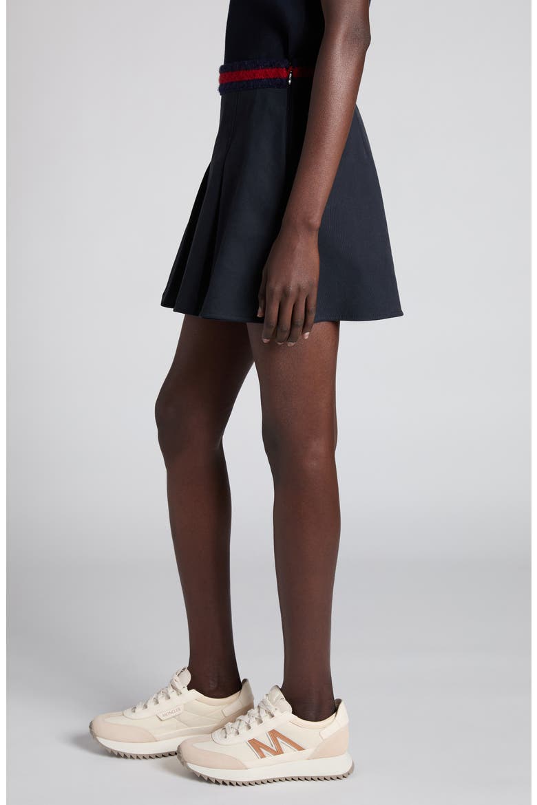 Pleated Cotton Stretch Gabardine Miniskirt, Alternate, color, DARK NAVY BLUE